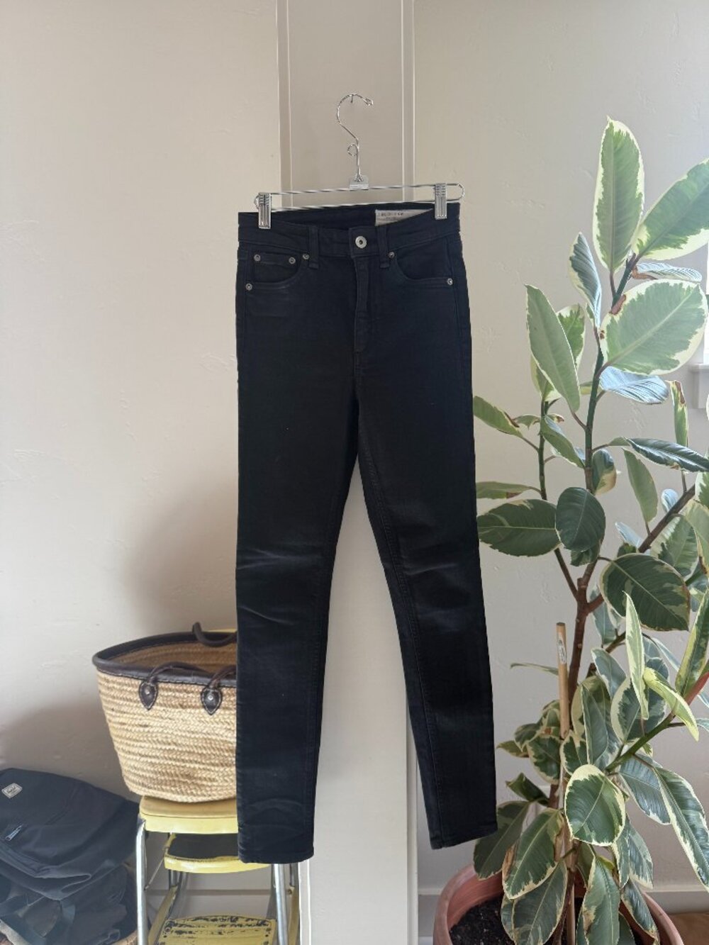 Rag and Bone Harlow Straight Jeans Black Coated